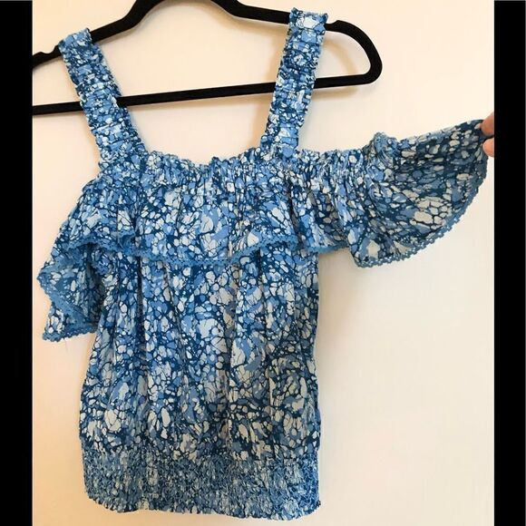 House of Harlow 1960 Martine Blue Print Top Large - Picture 2 of 10